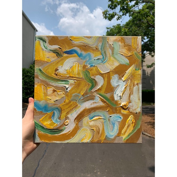 Original Gold Abstract Painting | Handmade Gold Artwork for Modern Home Decor - Picture 7 of 8